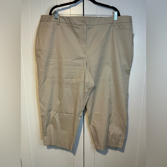 Talbots Perfect Skimmer Chino Pants Womens 24W Khaki Brown Elastic Waist Stretch - Picture 1 of 7